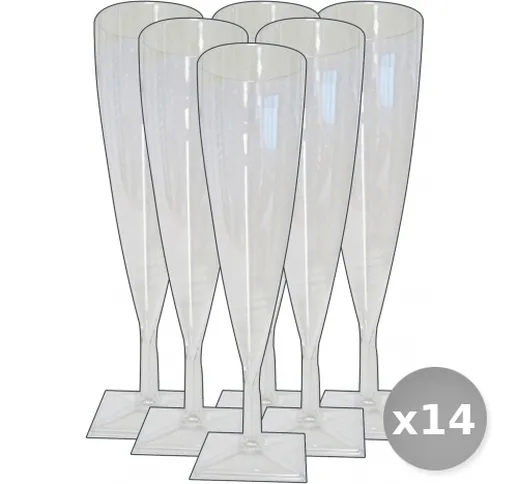 "Set 14 Bicchieri 6 Pezzi Flute Champagne Trasparenti Bicchieri"