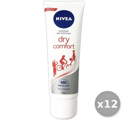 "NIVEA Set 12 Deodorante Crema Dry Comfort 75 ml 81660 Cura del corpo"