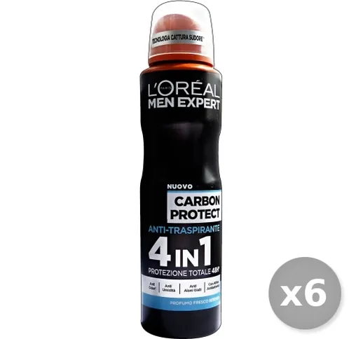 "L'OREAL Set 6 L'OREAL Deodorante Spray Uomo Carbon Protect 150 ml"