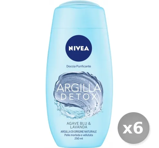 "Set 6 NIVEA Doccia argilla detox agave/lavanda 250 ml prodotto per il corpo"