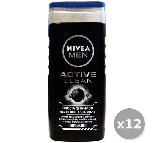 "NIVEA Set 12 NIVEA Doccia Uomo Active Clean 250 ml - Doccia Schiuma"