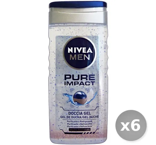 "Set 6 NIVEA Doccia Uomo Pure Impatto 250 ml Saponi e Cosmetici"