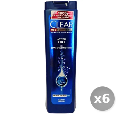 "Set 6 CLEAR Shampoo Action 2in1 Normali 250 ml Prodotti per Capelli"