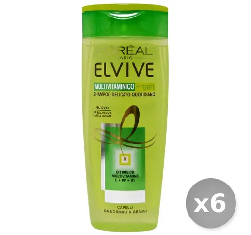 "Set 6 L'OREAL Elvive Shampoo Multivitaminico Fresh Normali Grassi 250 ml Prodotti Capelli...