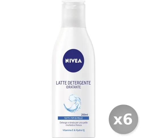 "Set 6 NIVEA Acqua Effetto Latte Detergente 200 ml 81100 Cura del Viso"