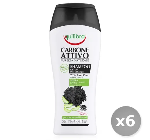"Set 6 EQUILIBRA Shampo carbone attivo 250 ml prodotto per la cura dei capelli"