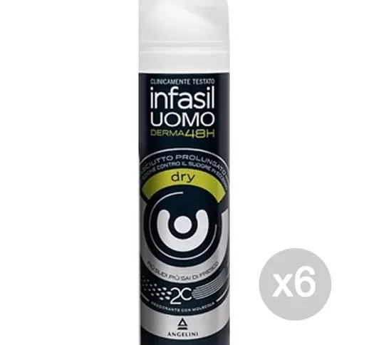 "Set 6 INFASIL Deodorante Spray Uomo Dry Ml 150 Cura E Igiene Del Corpo"