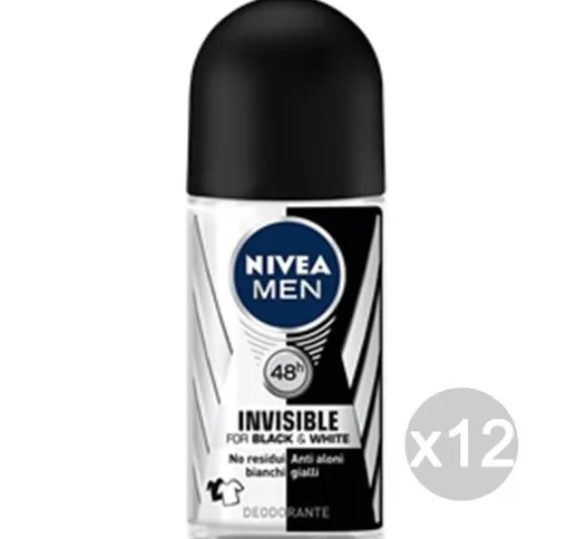 "Set 12 NIVEA Deodorante Roll-On 82245 Black And White Invisib. Uomo Cura E Igiene Del Cor...