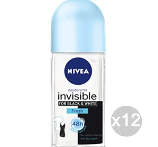 "Set 12 NIVEA Deodorante Roll-On 82234 Black And White Invisibile Fresh Donna Cura E Igien...