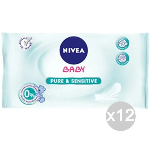 "Set 12 NIVEA Baby 86144 Salviette Sensitive X63 Igiene E Cura Del Bambino"