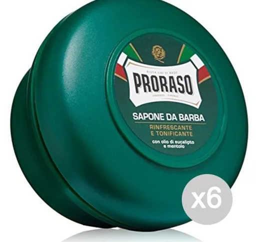 "Set 6 PRORASO Ciotola Verde Ml 150 Rinfrescante Rasatura Uomo Barba"