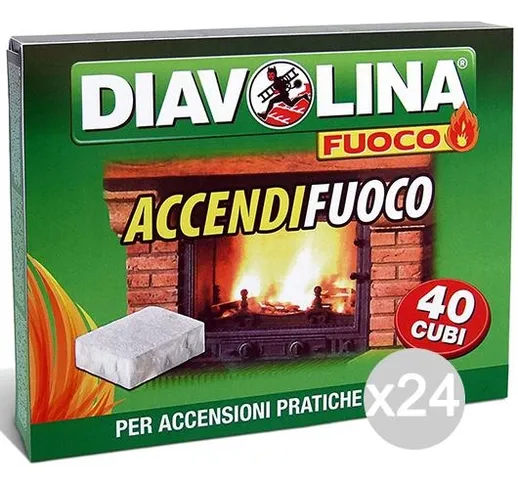 "Set 24 DIAVOLINA Accendifuoco X40 Per Barbecue E Camino"