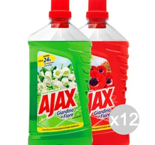 "Set 12 AJAX Liquido Giardino In Fiore Lt 1 Pav. Rosso Detersivi E Pulizia Della Casa"