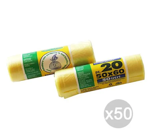 "Set 50 PETER Sacchi Pattumiera Giallo 50X60 Nyl 20P Rotolo Pete Igiene E Pulizia Della Ca...