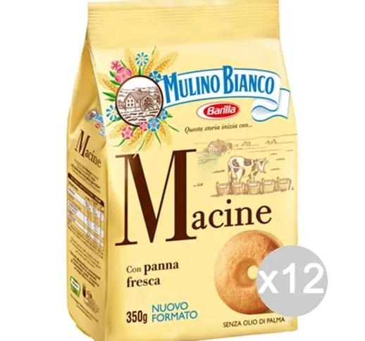 "Set 12 MULINO BIANCO Biscotti Macine Gr 350 Per Colazione E Merenda"