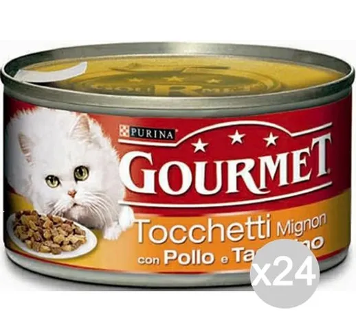 "Set 24 PURINA Gourmet Lattine Pollo/Tacchino 195 Tochetti Cibo Per Gatti"