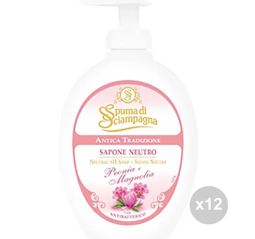 "Set 12 SPUMA DI SCIAMPAGNA Sapone liquido 250 peonia magnolia igiene e cura della persona...