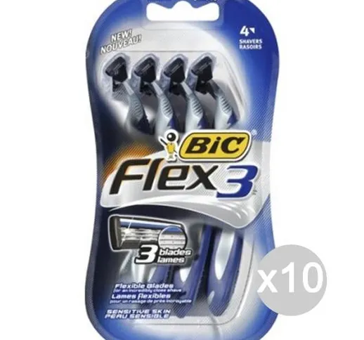 "Set 10 BIC 3 Flex X 4 Pezzi Rasoio Rasatura Viso E Corpo"