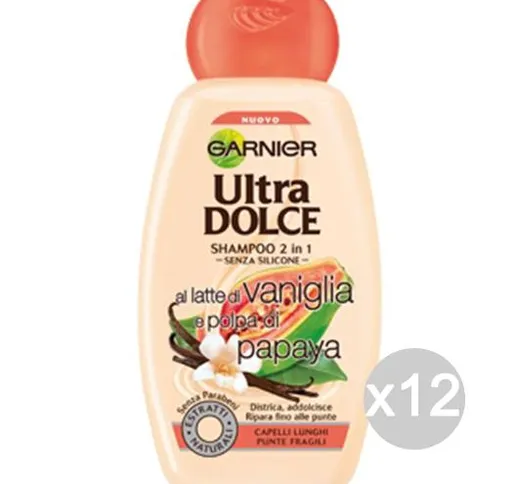 "Set 12 GARNIER Ultra Dolce Shampoo Vaniglia Capelli Lunghi Ml 250 Cura Dei Capelli"