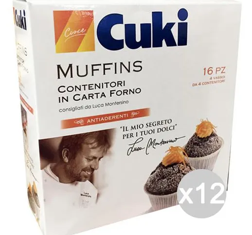 "Set 12 CUKI Muffin Contenitori Carta Da Forno 16Pezzi New Accessorio Per Pasticceria"