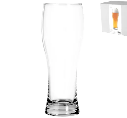 "H&H Set 6 Bicchieri In Vetro Birra Weizen 330 Arredo Tavola"