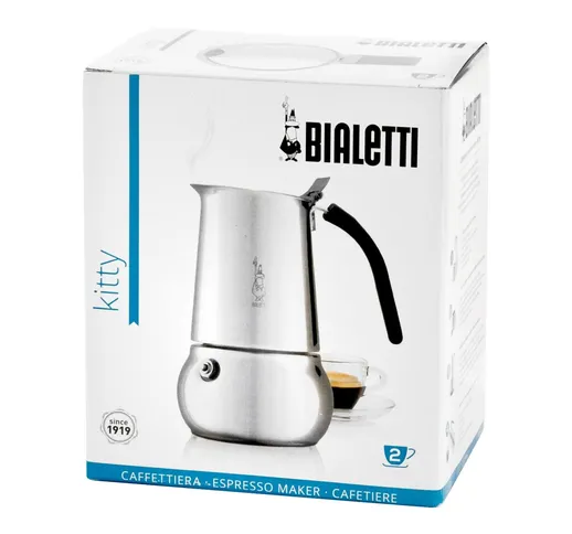 "BIALETTI Caffettiera Acciaio Inox Kitty New 2 Tazze Made in Italy"