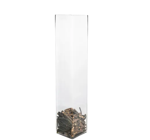 H&H Vaso Vetro Trasparente Quadro Cm15Xh70 Arredo E Decorazioni Casa