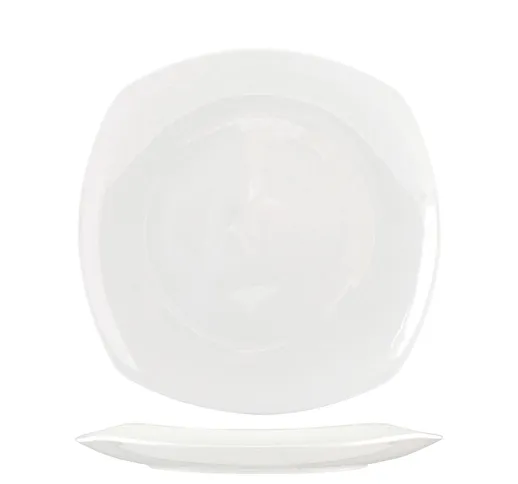 H&H Piatto Quadrato New Bone China Frutta Cm 21 Arredo Tavola