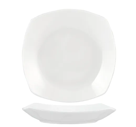 H&H Piatto Quadrato New Bone China Fondo Cm 21 Arredo Tavola