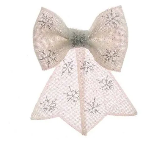 KAEMINGK In Plastica Bow W Glitter W Hanger W Neveflake Print Albero Natale 997