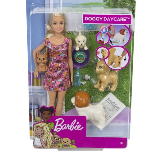 MATTEL Barbie dogsitter con cagnolini e accessori gioco per bambine