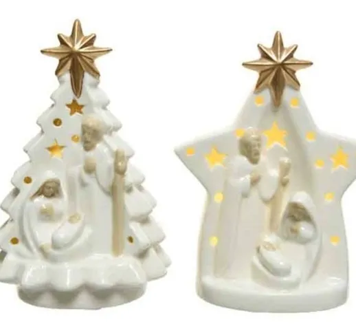 KAEMINGK Figura Nativita' In Porcellana 2Ass Natale Luci E Decorazioni Luminose