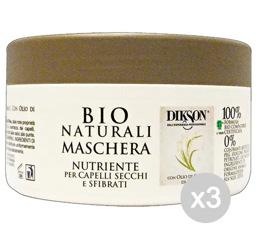 Set 3 DIKSON Maschera Bio Naturali Nutriente Vaso 250 250 Ml Prodotto Per Capelli