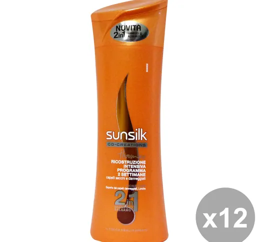 SUNSILK Set  12 Shampoo 2-1 Ricostruzione Intensa Arancio 250 Ml. Per Capelli