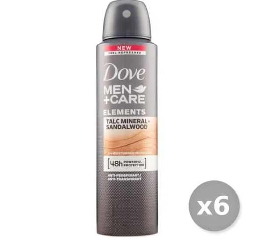 DOVE Set 6 DOVE Deodorante Spray Uomini Elementi Talco + Legno di sandalo 150 ml