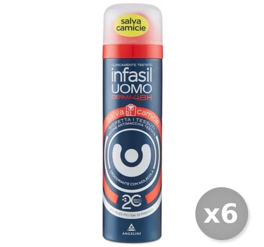 Set 6 INFASIL Deodorante Spray Uomo Salva CAMICIE 150 ml Cura del corpo