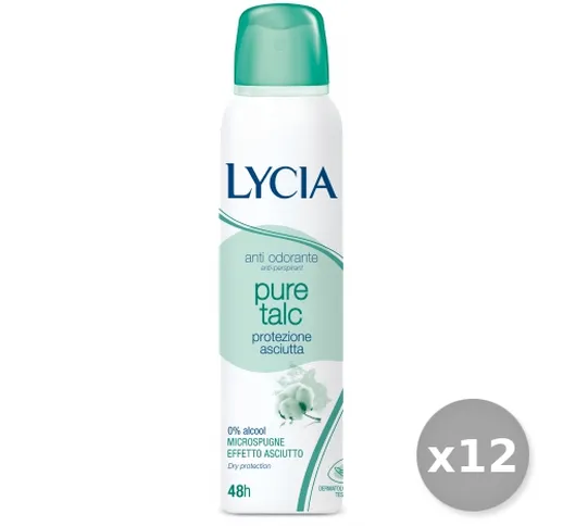 Set 12 LYCIA Deodorante Spray TALCO 48H 150 ml Cura del corpo