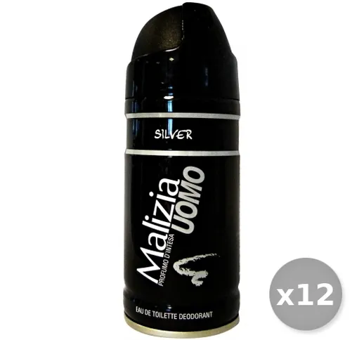 MALIZIA Set 12 Deodorante Uomo Silver 150 ml Spray Cura del corpo