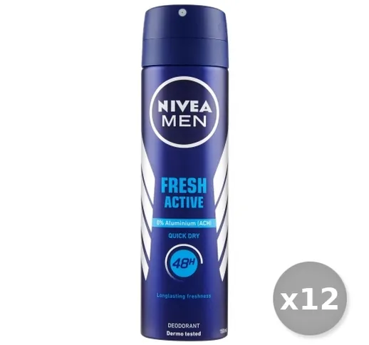 NIVEA Set 12 Deodorante Spray Uomo Fresh Active 150 ml 81600 Cura del corpo