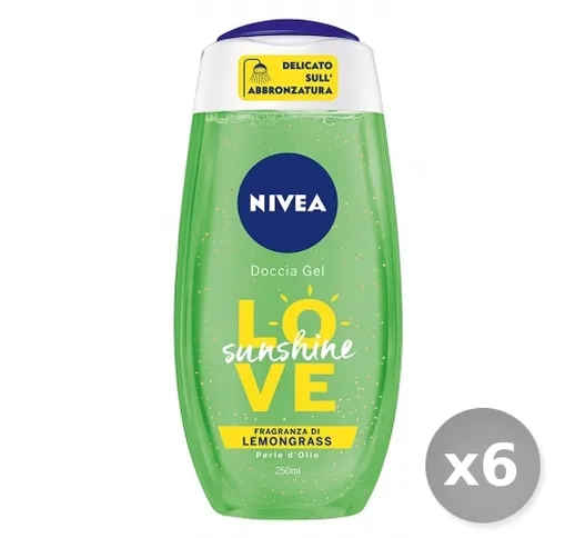 Set 6 NIVEA Doccia sunshine love lemongras 250 ml per la cura del corpo