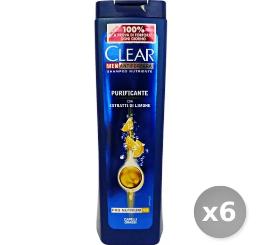 Set 6 CLEAR Shampoo Purificante Grassi 250 ml Prodotti per Capelli