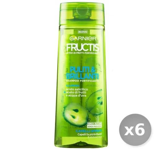 Set 6 GARNIER Fructis Shampoo Puliti&brillanti 250 ml Prodotti per Capelli