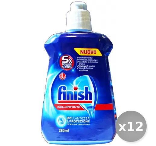 Set 12 FINISH Brillantante lavastoviglie blu 250 ml prodotto detergente