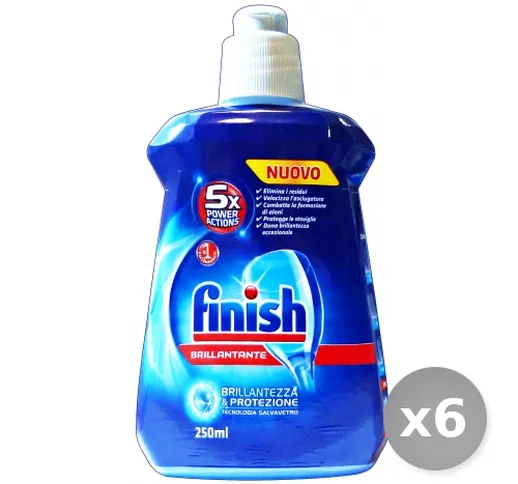 Set 6 FINISH Brillantante lavastoviglie blu 250 ml prodotto detergente