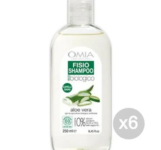 Set 6 OMIA Ecobio Shampoo 250 Aloe Cura E Trattamento Dei Capelli