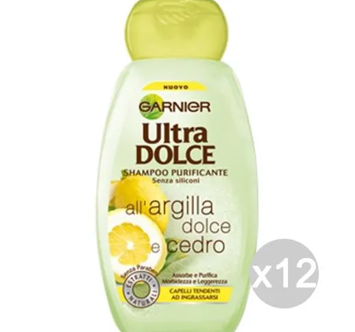 Set 12 GARNIER Ultra Dolce Shampoo Argilla Capelli Grassi Ml 250 Cura Dei Capelli