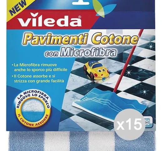 Set 15 VILEDA Panno Pavimenti Cotone+Microfibra X1 50X50 Attrezzo Pulizia Della Casa