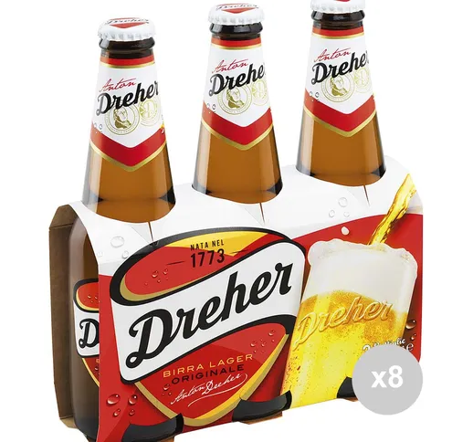 Set 8 DREHER Birra in bottiglia 33x3 vetro bevanda alcolica da tavola