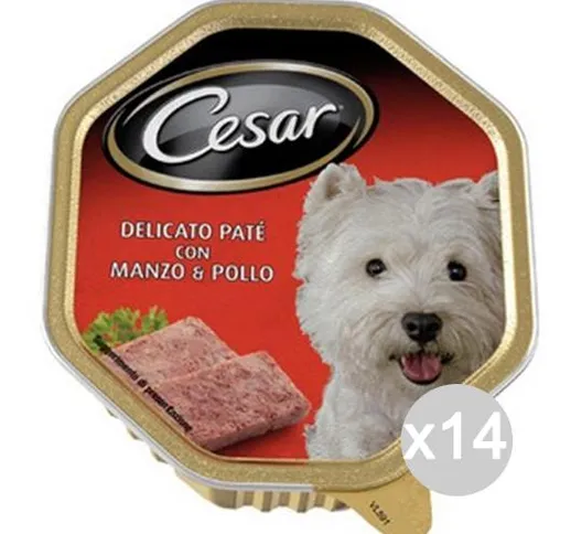 Set 14 CESAR Ricetta Classica Vaschetta Pollo Manzo 150Gr Articolo Per Cani