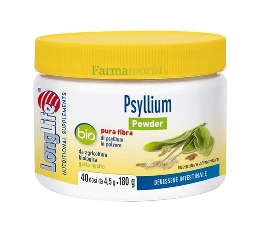 Longlife Psyllium Bio Polvere 180 grammi - Integratore Alimentare Benessere Intestinale